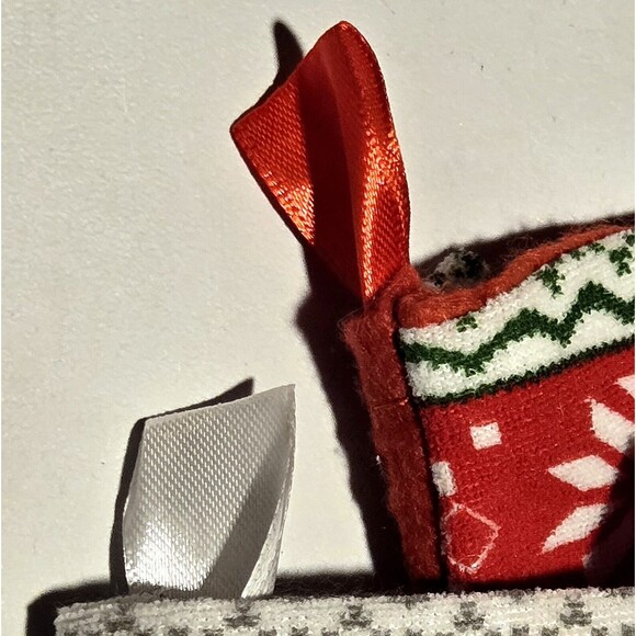 Vintage Gnome Christmas Stocking Pair Fur White Beard Nose Red Gray 18" NWT NOS - Picture 3 of 6